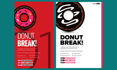 Fototapeta premium Donut Break Poster Design with Date and Time Template