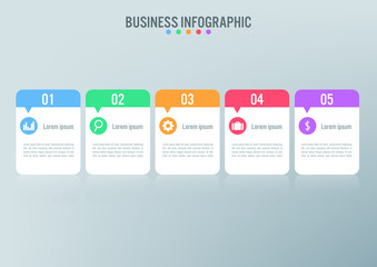 Business infographic template with 5 options, Abstract elements diagram or processes and business flat icon, Vector business template for presentation.Creative concept for infographic.