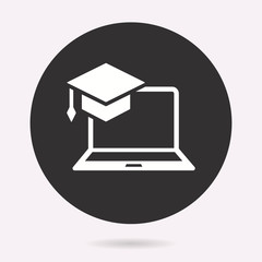 E-learning education icon. Learn, academic study symbol. Vector illustration isolated. Simple pictogram.