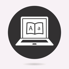 E-learning education icon. Learn, academic study symbol. Vector illustration isolated. Simple pictogram.