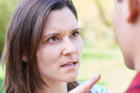 Outdoor Shot Of Young Couple Having Argument