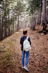 Women's backpack on the shoulder.