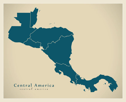 Modern Map - Central America with country borders