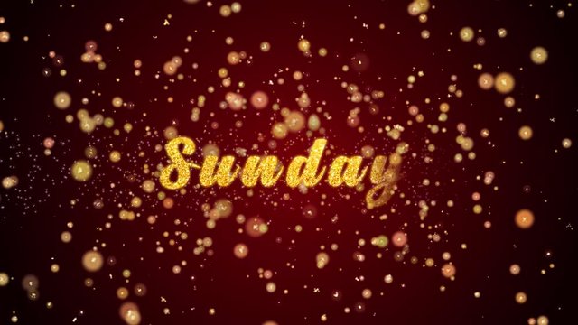 Sunday Greeting Card text with sparkling particles shiny background for Celebration,wishes,Events,Message,Holidays,Festival.