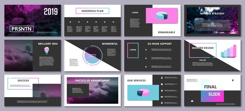 Presentation template for flyer, brochure, product, promotion, advertising,  report, banner, business, modern style on black and blue color background. vector illustration