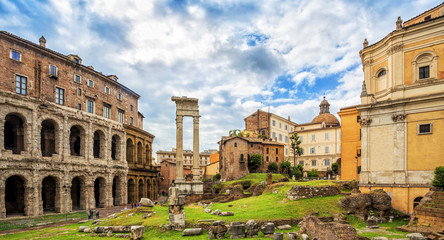  Theatre of Marcellus (Teatro di Marcello)  is an ancient open-air theatre in Rome, Italy. Rome architecture and landmark.