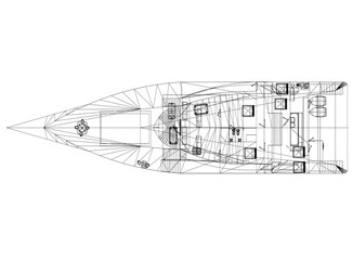 Yacht Concept Architect Blueprint - isolated