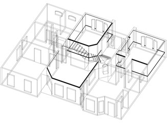 House Plan Architect Blueprint - isolated