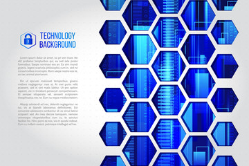 Futuristic high computer technology business background. Abstract hi-tech background. Communication and engineering concept with hexagons.