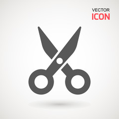 Scissors icon. Cutting scissors icon. Vector illustration. Isolated on white background. Web design element
