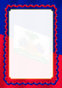Frame and border of ribbon with Haiti flag, template elements for your certificate and diploma. Vector