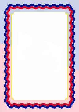 Frame and border of ribbon with Haiti flag, template elements for your certificate and diploma. Vector