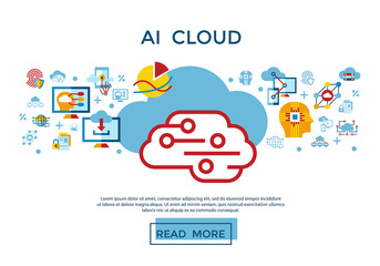 Digital vector artificial intelligence cloud icon