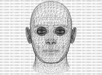 Abstract Human Head With Binary code