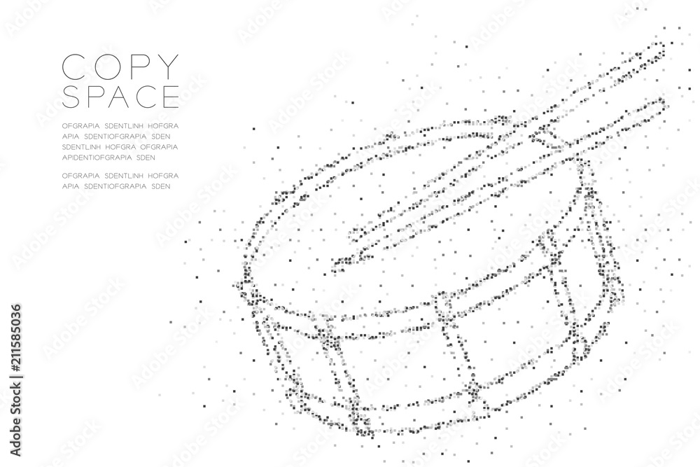 Poster abstract geometric square box pixel pattern snare drum with drumstick shape, music concept design bl