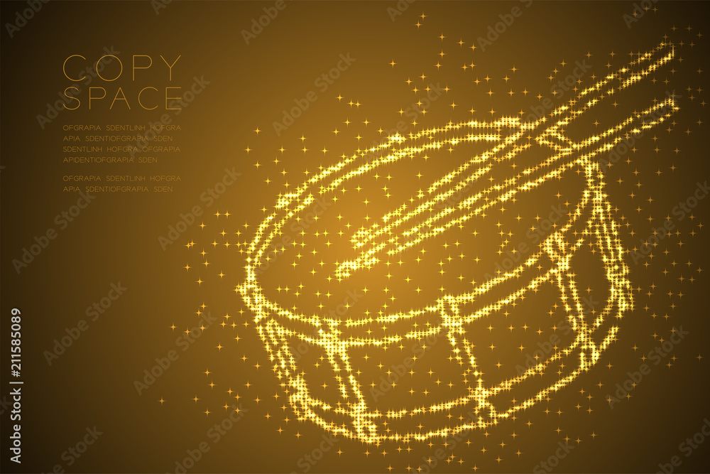Aufkleber abstract shiny bokeh star pattern snare drum with drumstick shape, music concept design gold color i