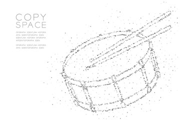 Abstract Geometric Low polygon square box pixel and Triangle pattern Snare drum with drumstick shape, music concept design black color illustration on white background with copy space, vector eps 10