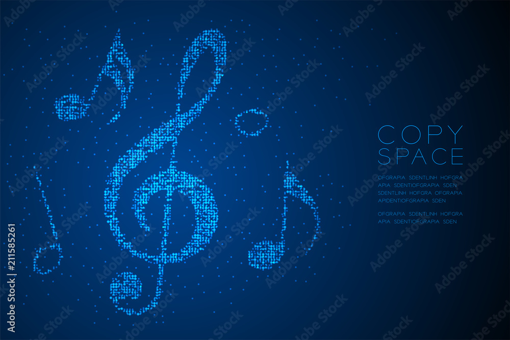 Aufkleber abstract geometric bokeh circle dot pixel pattern music note shape concept design blue color illustr