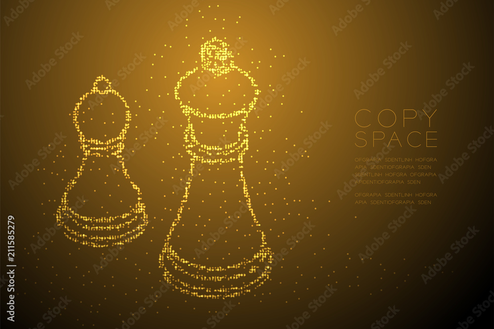 Poster abstract geometric bokeh circle dot pixel pattern chess queen and pawn shape, business strategy conc