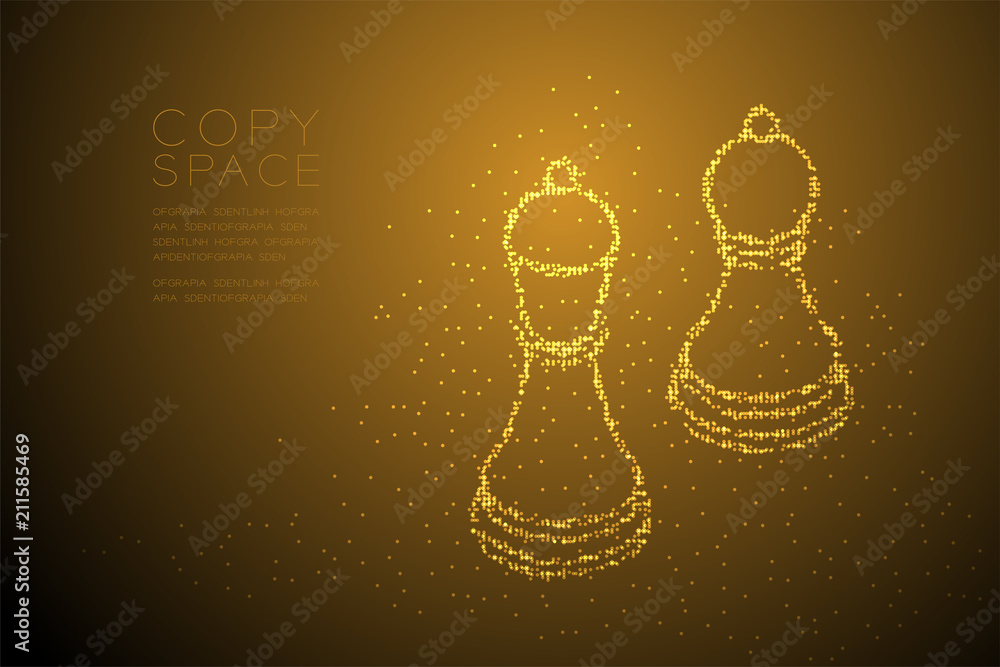 Poster abstract geometric bokeh circle dot pixel pattern chess bishop and pawn shape, business strategy con