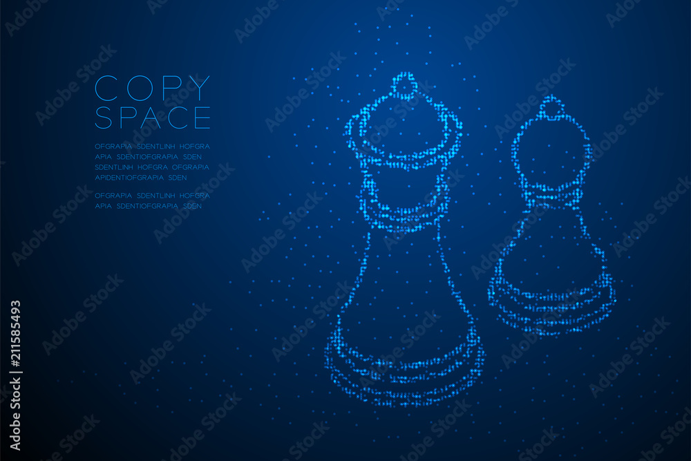 Aufkleber abstract geometric bokeh circle dot pixel pattern chess king and pawn shape, business strategy conce