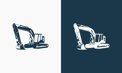 Excavator logo designs template vector illustration - obrazy, fototapety, plakaty