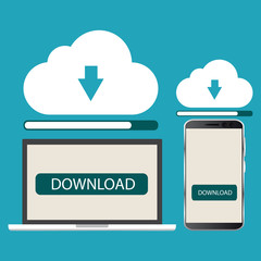 Network configuration. Vector illustration. Cloud computing technology concept.