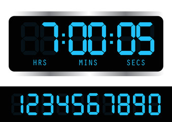 Vector electronic alarm icon. Timer clock. Digital time clock.