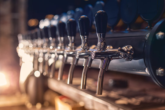 Beer tap in the row