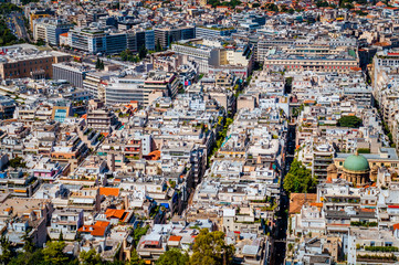 Fototapeta premium Beautiful aerial view over the city of Athens in Greece on a bright summer day