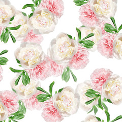 Beautiful floral background with peonies and carnations 