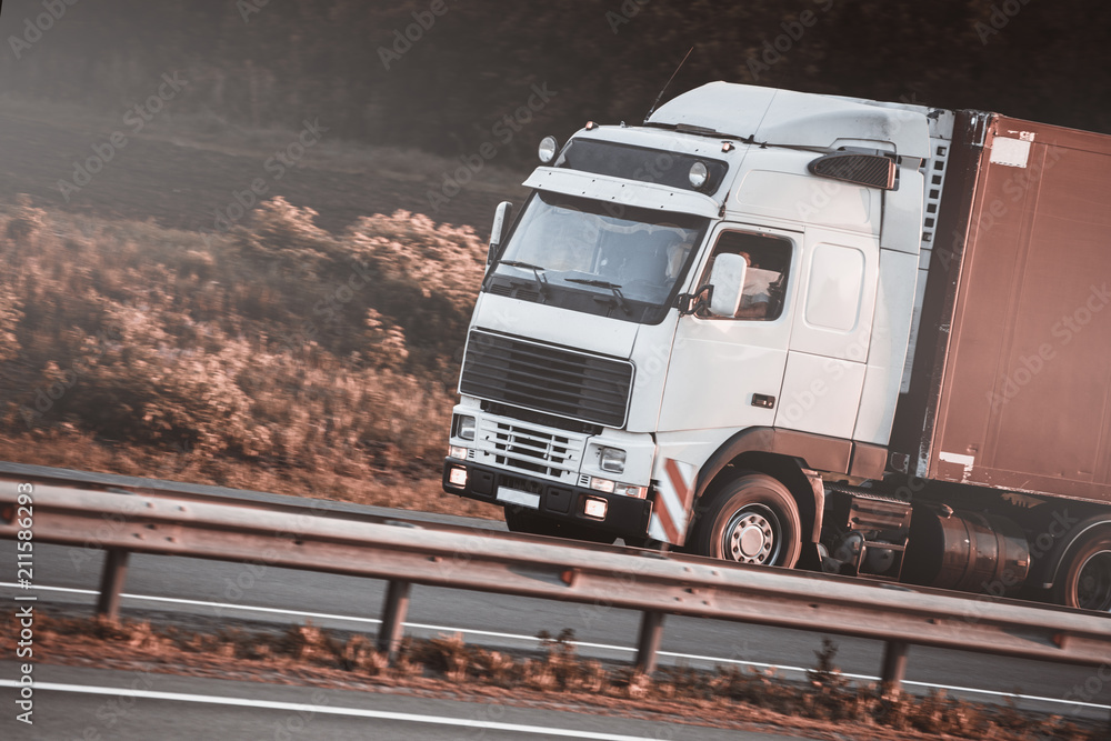 Wall mural freight truck on the road