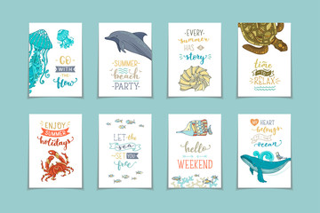 Set of 8 pre-made sea/ocean cards.