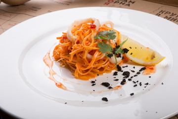 Carrot and squid seafood salad