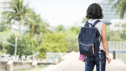 pupil of primary of preschool.kindergarten school concept.Cute kid smiling is going to school.back to school
