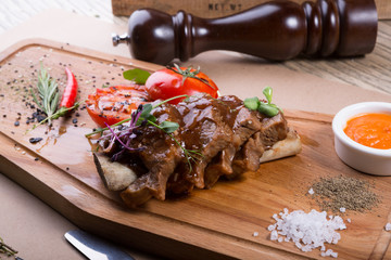 Sliced beef steak