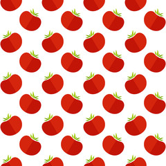 Decorative seamless organic vegetable pattern. Trendy decoration food design background in modern red or rose colors with tomato vegetables. Cute vector illustration for restaurant menu template
