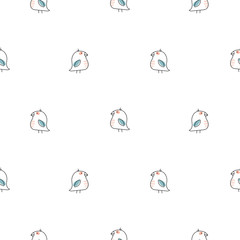 Little birds simple line seamless vector pattern.