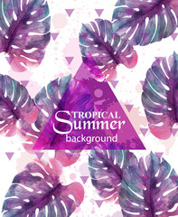 Summer Tropic palm leaves Vector. Exotic hot background illustrations