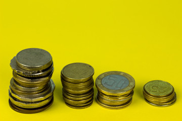 Coins tower. Money concept.  Empty space for text and design