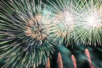 Colorful fireworks at holiday night