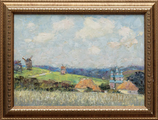 landscape, oil painting, hand made