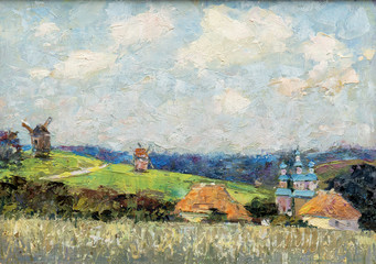 landscape, oil painting, hand made