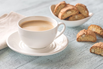 Cup of coffee with cantuccini
