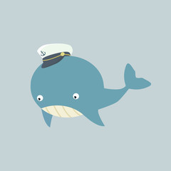Cute  whale with hat