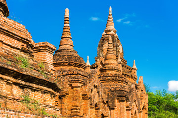 Fototapeta premium View of ancient pagodas in Bagan, Myanmar. Copy space for text.
