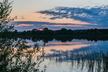 Sunset at Volga river in Kazan, Russia