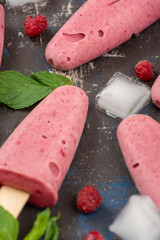Homemade raspberry popsicles