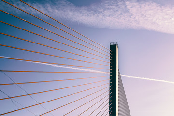 bridge with wires, Friedrich-Ebert-Brücke in Bonn