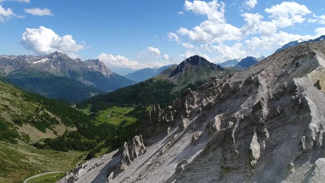 Forcola Pass, mountain of "i gessi". Tourist destination near Livigno